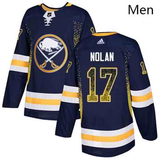 Mens Adidas Buffalo Sabres 17 Jordan Nolan Authentic Navy Blue Drift Fashion NHL Jersey